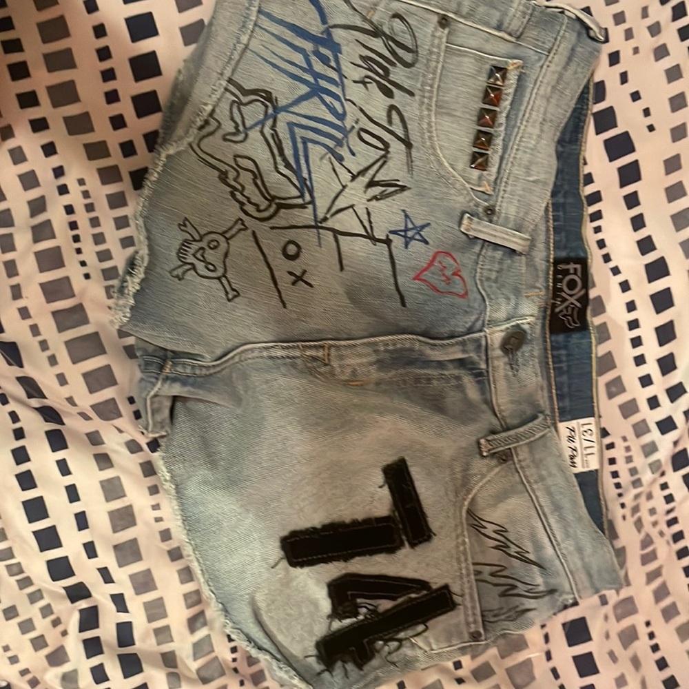 Fox denim shorts